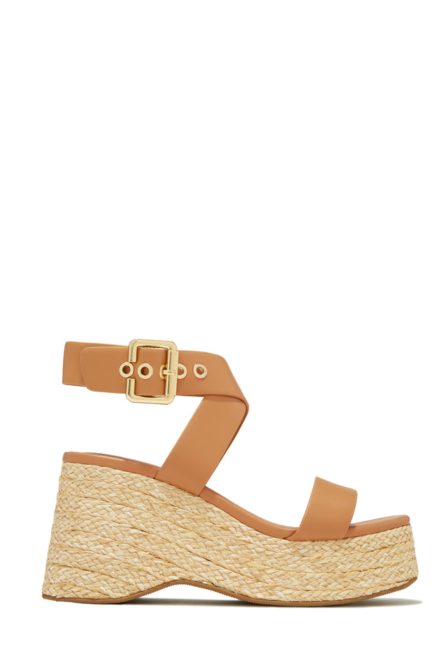 Load image into Gallery viewer, Tan Wedge Platform Sandals
