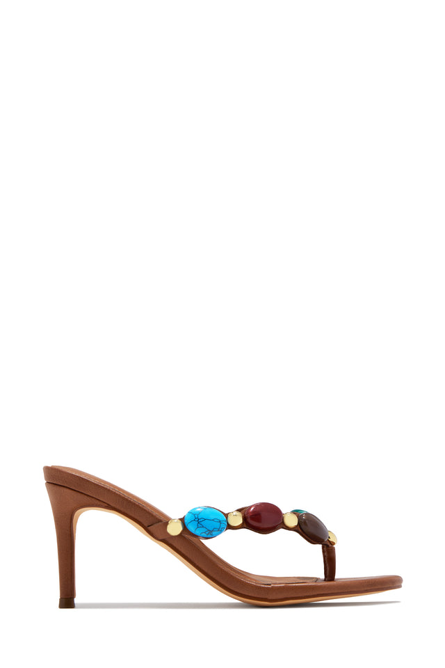 Kalani Mid Heel Mules - Tan