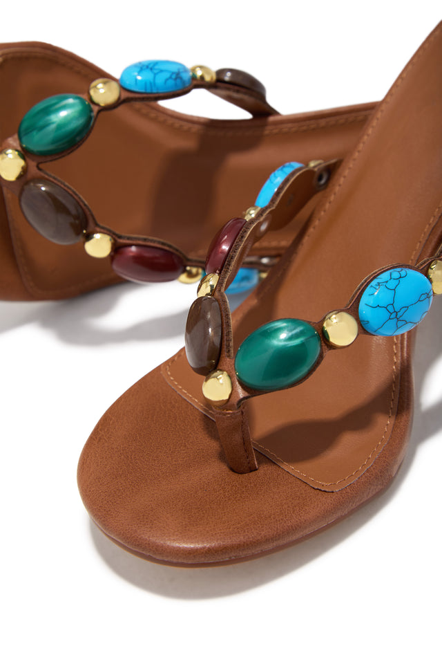 Kalani Mid Heel Mules - Tan