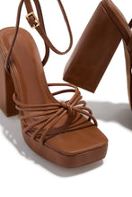 Load image into Gallery viewer, Lelia Platform Block Heels - Tan

