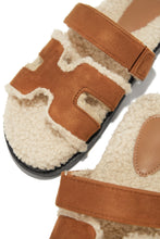 Load image into Gallery viewer, Tan with Cream Faux Sherpa Sandals
