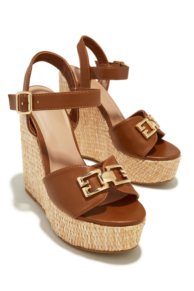 Load image into Gallery viewer, Tan Brown Summer Platform Wedges
