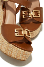 Load image into Gallery viewer, Tan Open Peep Toe Wedges

