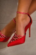 Tanalee Embellished High Heel Pumps - Red