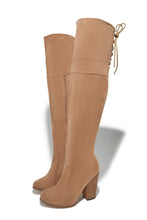 Load image into Gallery viewer, Roadie Over The Knee Block Heel Boots - Taupe
