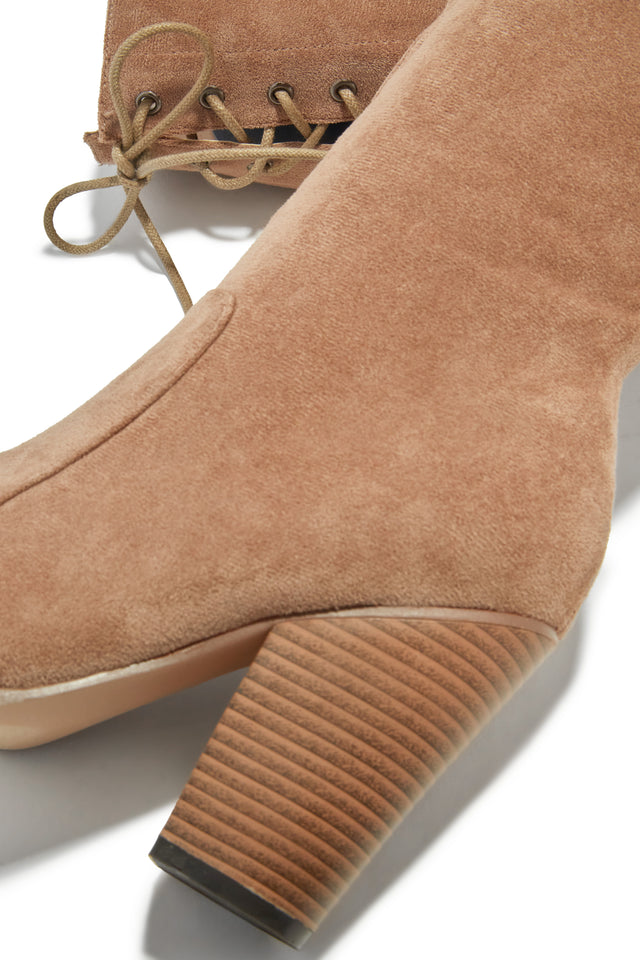 Load image into Gallery viewer, Roadie Over The Knee Block Heel Boots - Taupe
