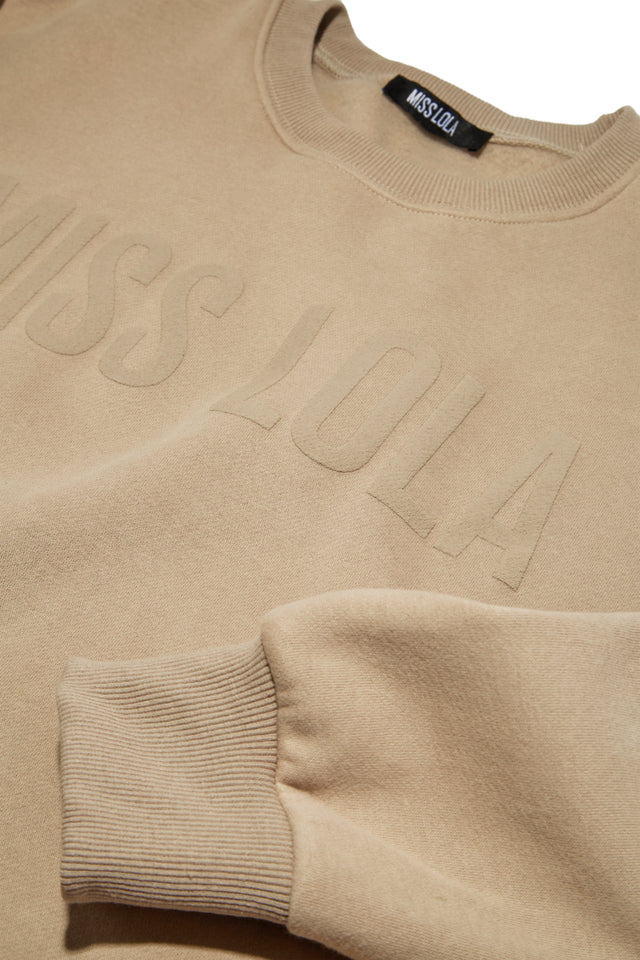 Load image into Gallery viewer, Miss Lola Exclusive Crewneck Sweater - Taupe
