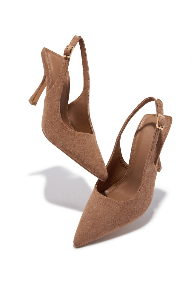 Load image into Gallery viewer, Carianna Faux Suede Slingback Pumps - Taupe
