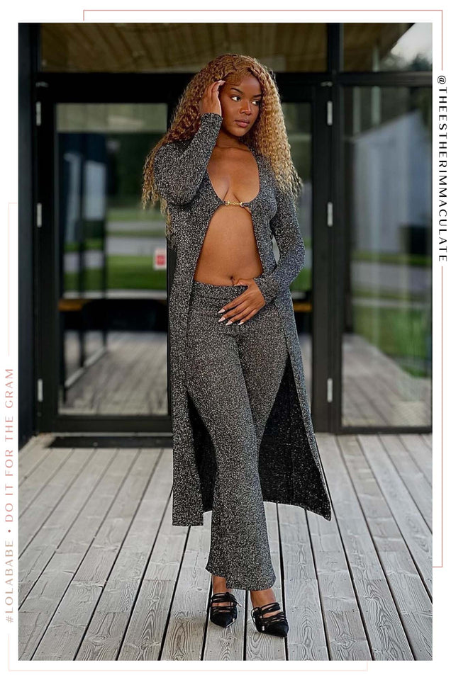 Load image into Gallery viewer, Glitter Silver and Straight Leg Pant
