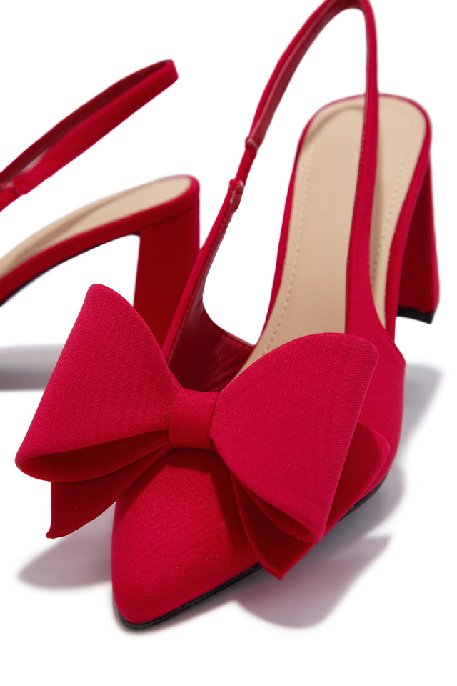Load image into Gallery viewer, Tiffany Slingback Bow Pumps - Red
