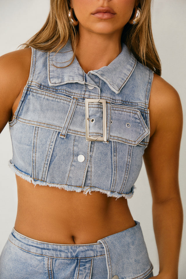 Load image into Gallery viewer, Belt Denim Top
