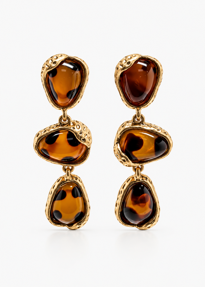 Load image into Gallery viewer, Evelyn Tortoise Statement Drop Earrings – Gold
