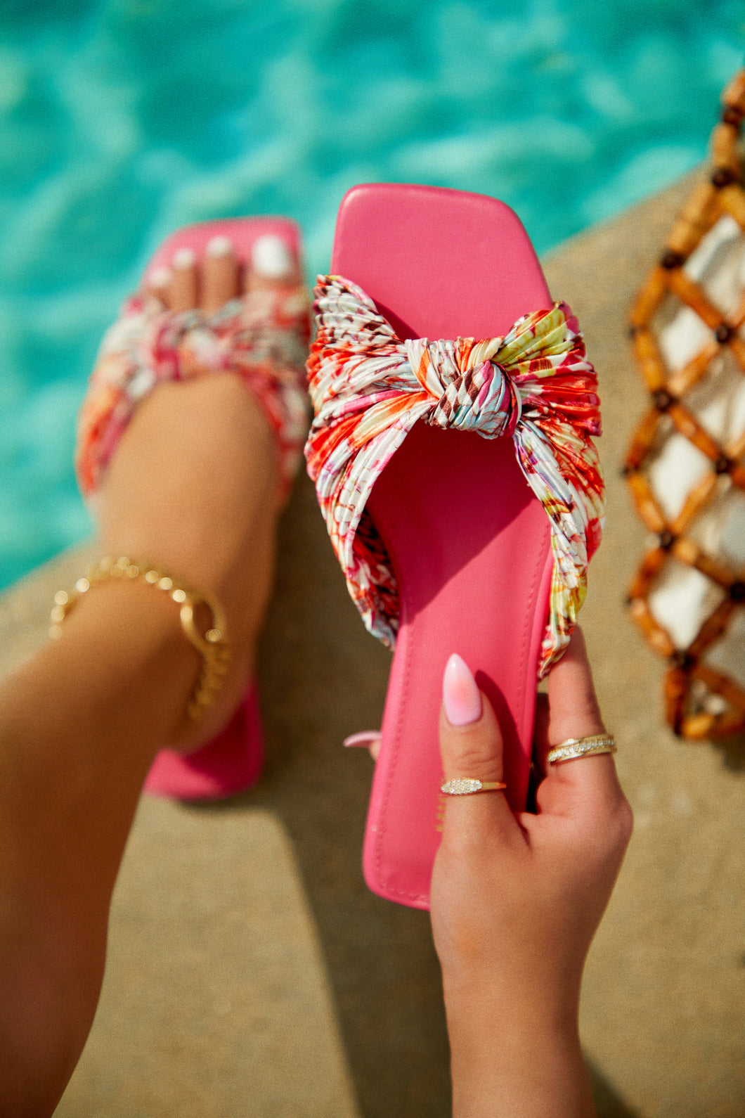 Trips To Tulum Slip On Sandals - Pink Print