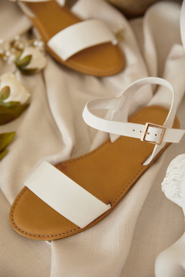 Cute white sales flat sandals