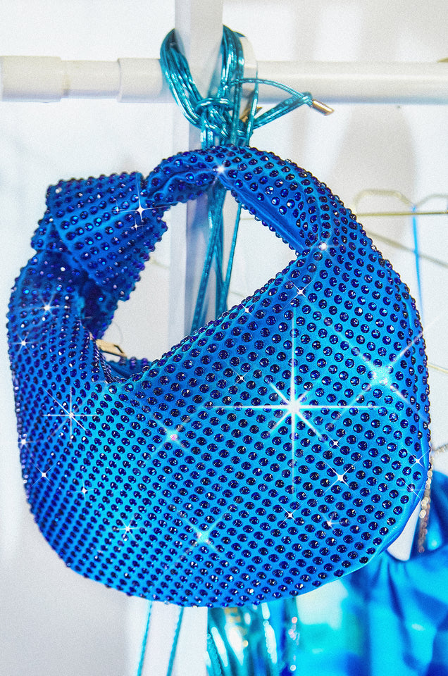 Load image into Gallery viewer, Vacay Nights Embellished Knot Detail Bag - Blue
