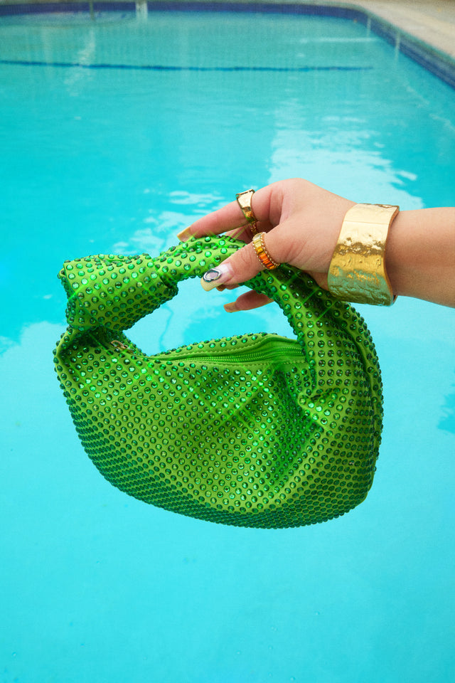 Load image into Gallery viewer, Vacay Nights Embellished Knot Detail Bag - Green
