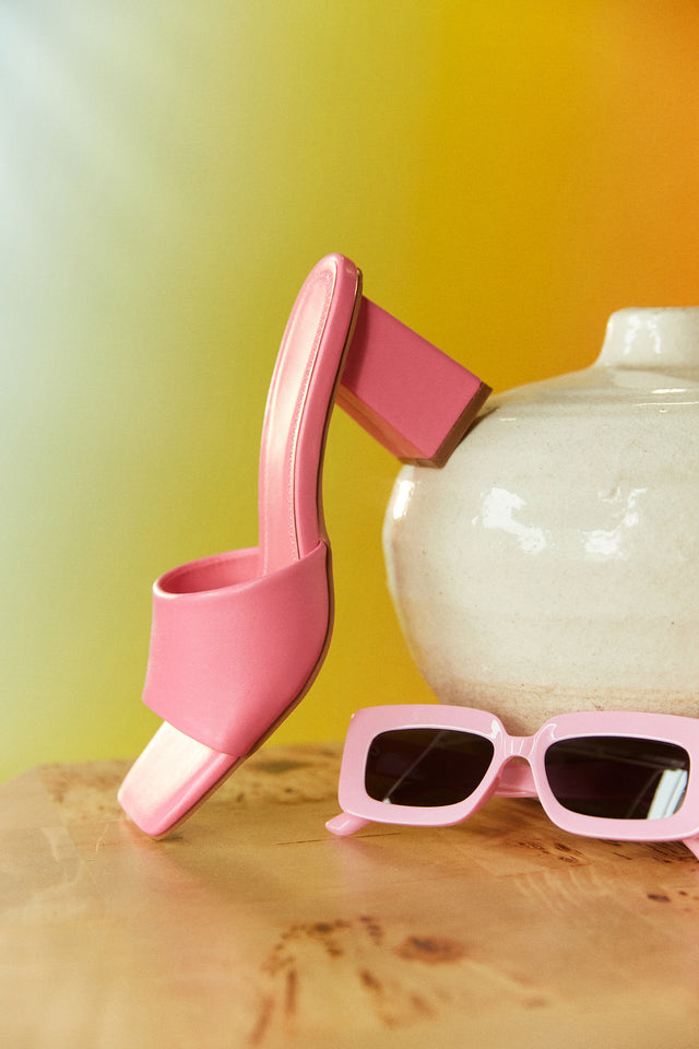 Load image into Gallery viewer, Pink Single Sole Mule Heels
