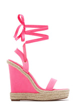Load image into Gallery viewer, Lucy Platform Lace Up Wedges - Pink
