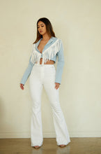 Load image into Gallery viewer, High Rise White Flare Jeans
