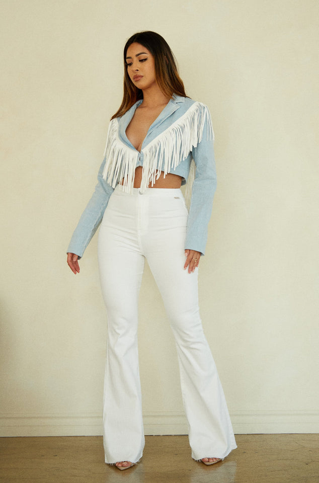 Load image into Gallery viewer, White Jean Flare Jeans
