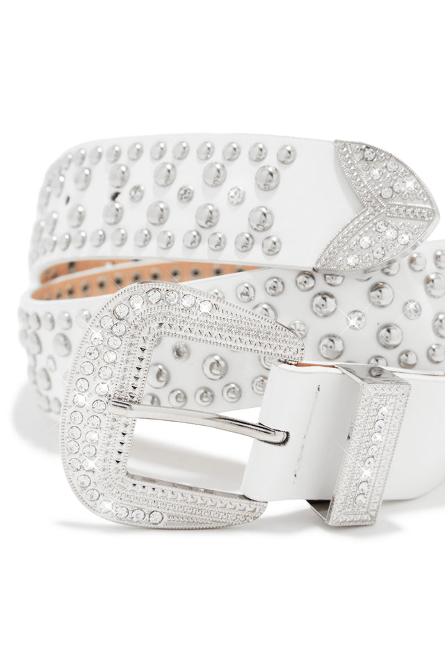 Load image into Gallery viewer, White Adjustable Belt with Silver-Tone Hardware
