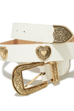 Load image into Gallery viewer, White pU Bridal Belt with Heart Pendants
