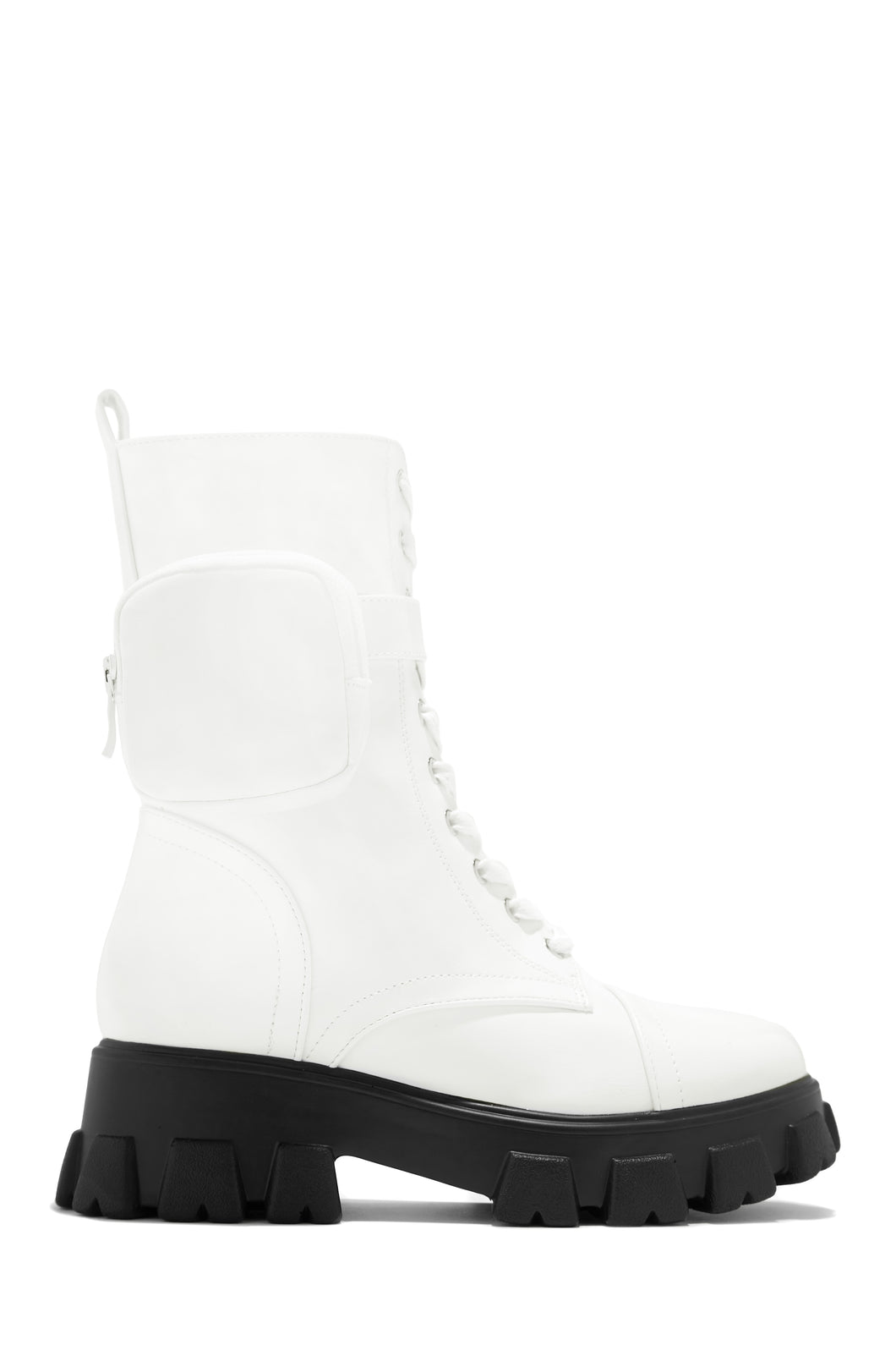 Arctic Chic Flat Combat Boots - White