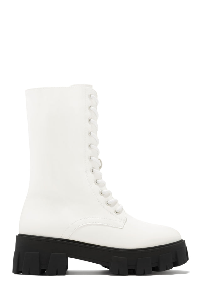 Load image into Gallery viewer, White Lace Up Platform Combat Boots
