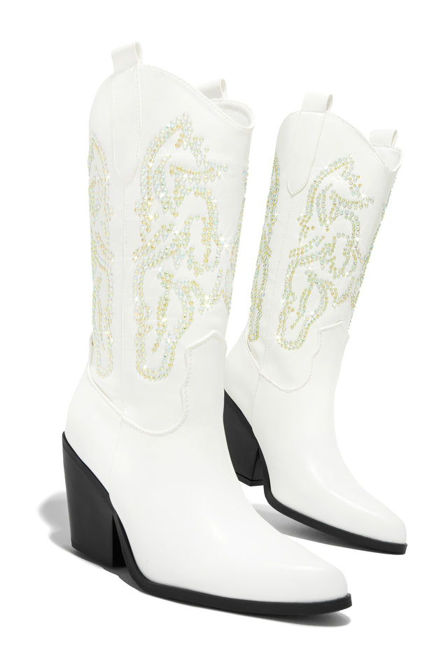 Load image into Gallery viewer, White Rhinestone Boots
