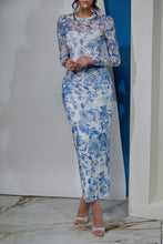 Load image into Gallery viewer, Kasia Long Sleeve Maxi Dress - White Blue Multi
