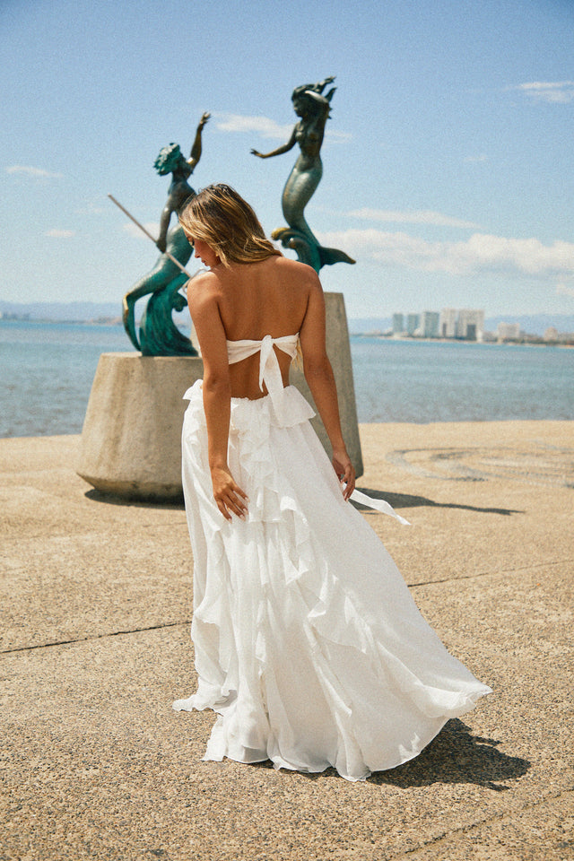 Load image into Gallery viewer, White Ruffle Maxi Dress
