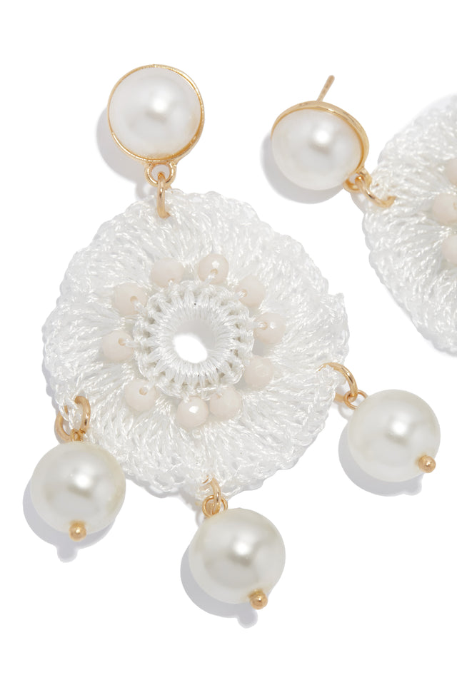 Load image into Gallery viewer, Crochet White Earrings
