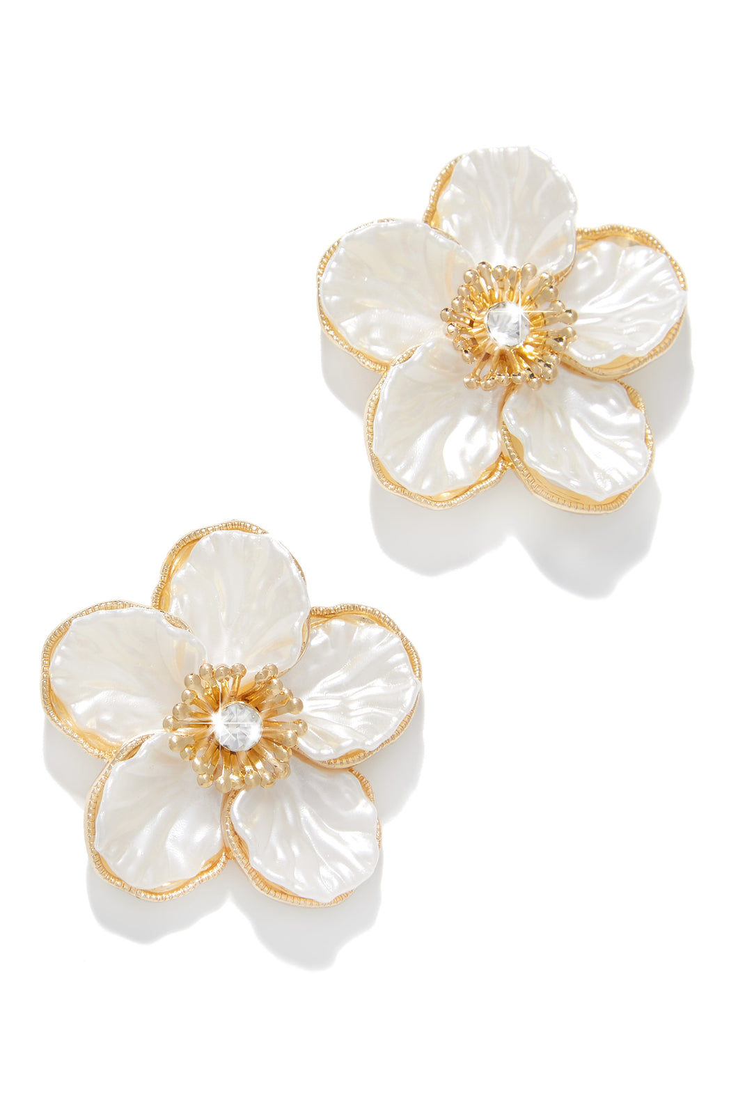 Leia Embellished Flower Earring -  White
