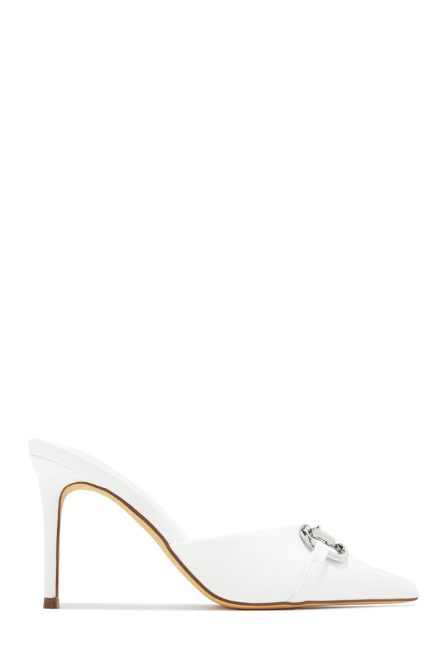 Load image into Gallery viewer, Kaia Pointed Toe Mule Heels - White
