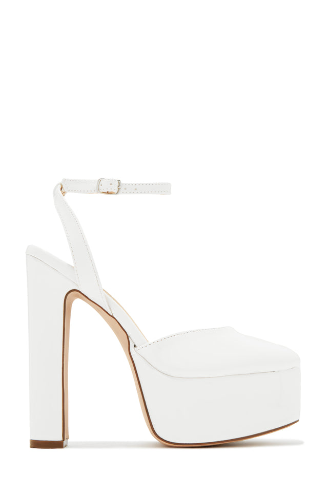 Load image into Gallery viewer, White Pat Platform Block High Heels
