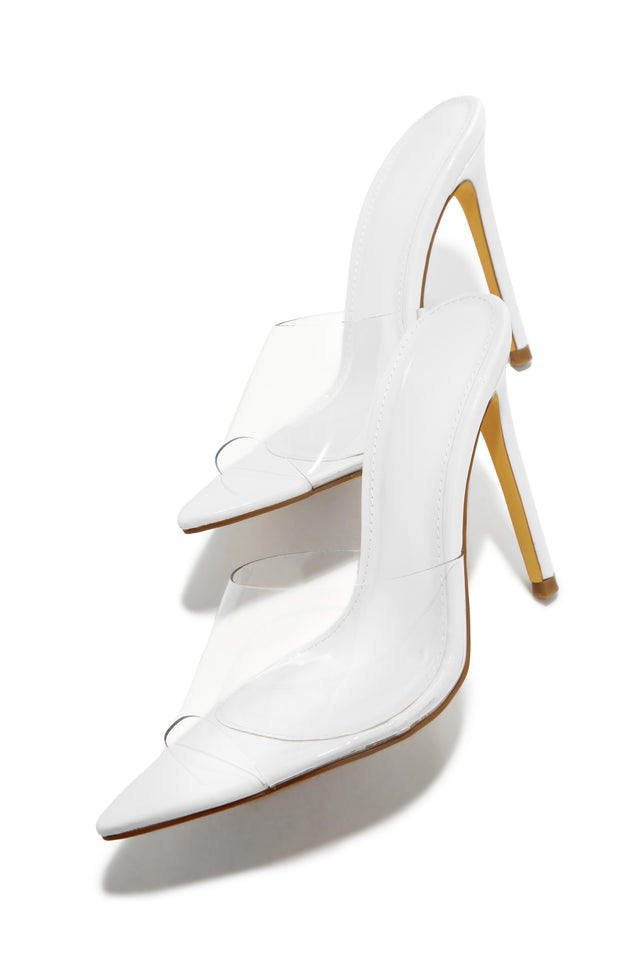 Lexis Clear Chain Link Strappy Heel- White 8