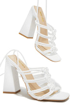 Load image into Gallery viewer, White Block Lace Up Heels
