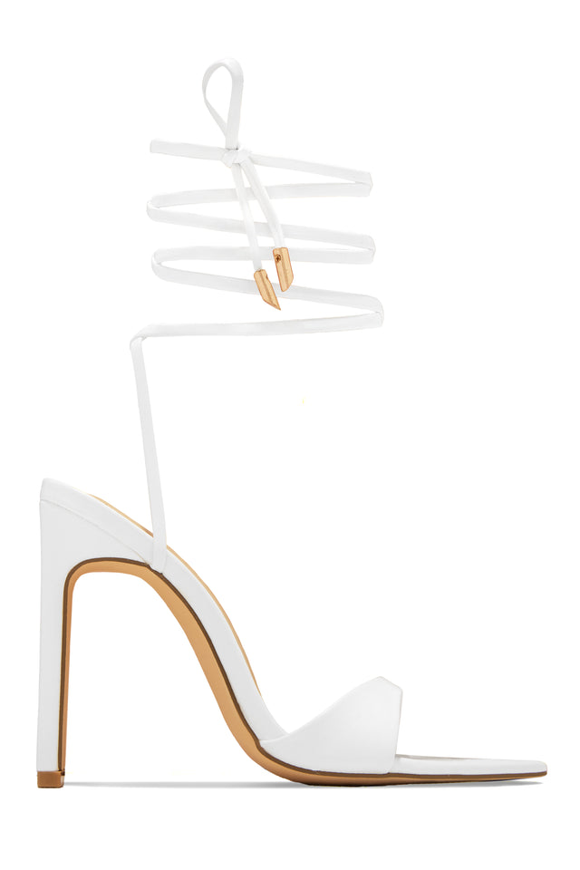 Load image into Gallery viewer, White Lace-Up High Heels
