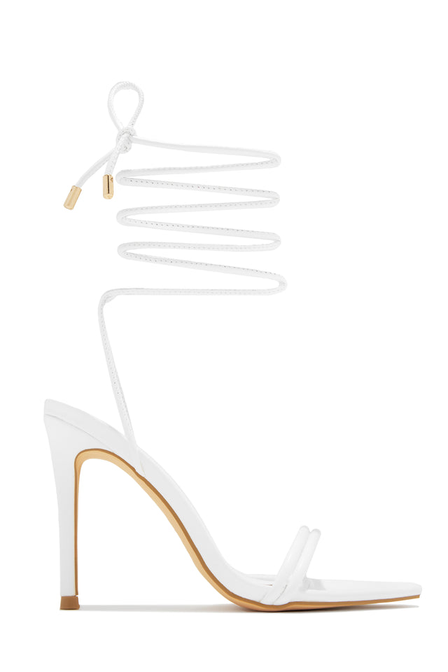 Load image into Gallery viewer, White Lace Up Single Sole High Heels
