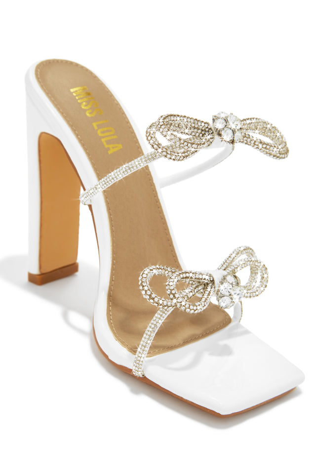Load image into Gallery viewer, Life Is A Party Embellished High Heel Mules - White
