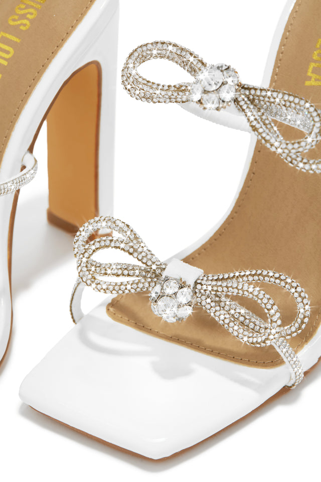 Load image into Gallery viewer, Life Is A Party Embellished High Heel Mules - White
