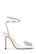 Load image into Gallery viewer, Love Language Embellished Heart Heel Pumps - White
