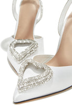 Load image into Gallery viewer, Love Language Embellished Heart Heel Pumps - White

