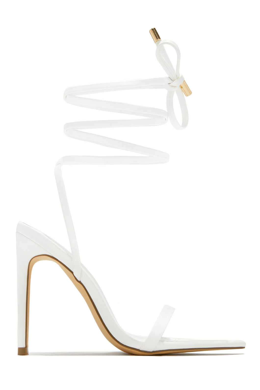 Into The Night Lace Up High Heels - White