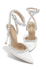 Load image into Gallery viewer, Heart Embellished Ankle Strap Pumps
