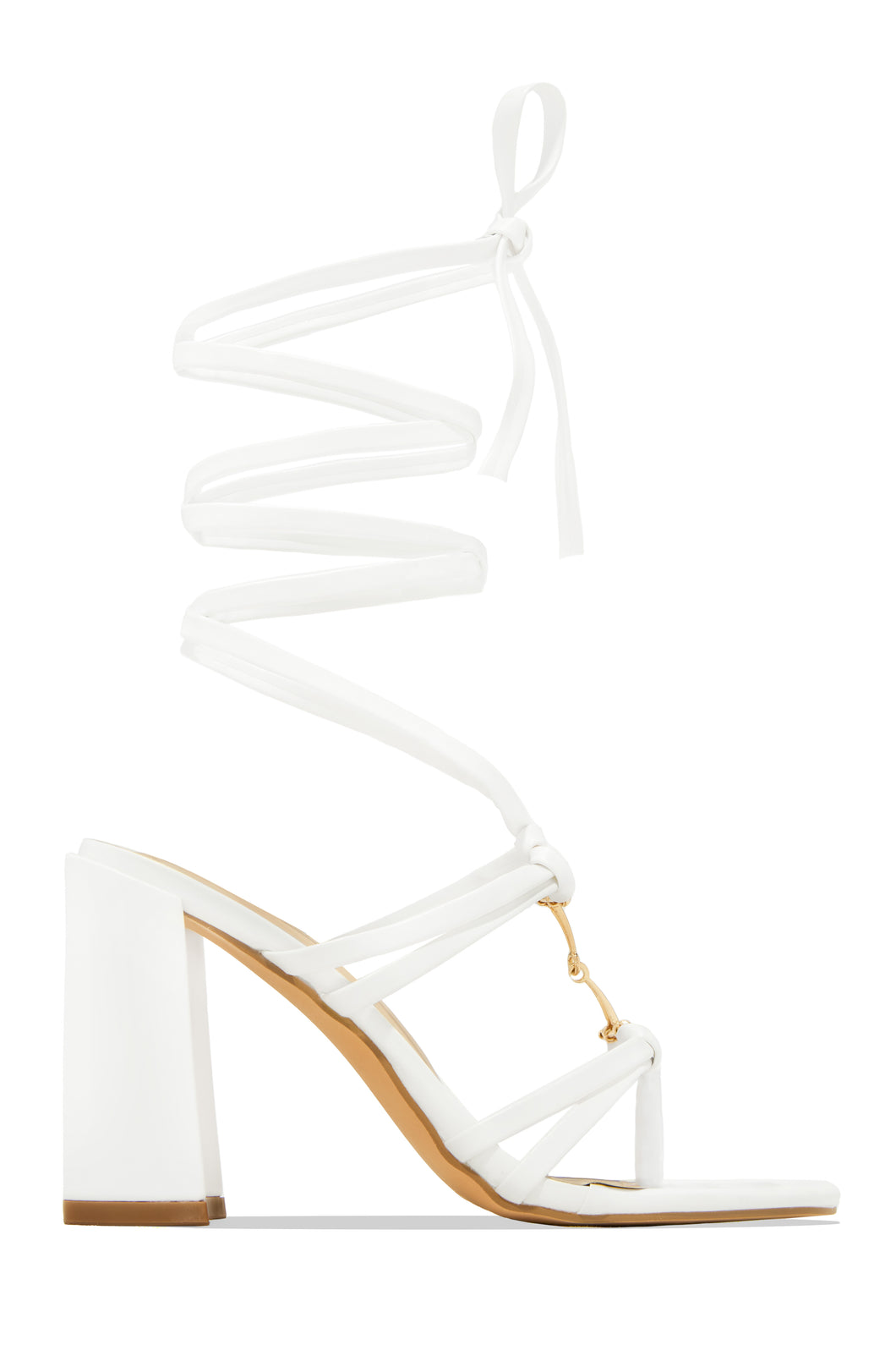 Stepping Out Lace Up Block Heels - White