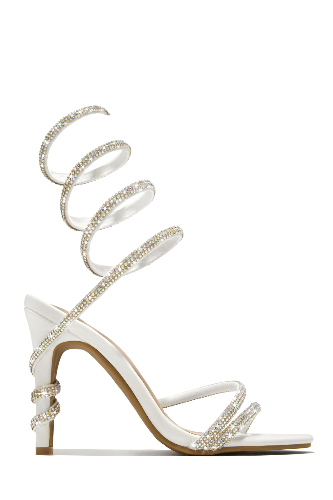 Fantasies Embellished Around The Ankle Coil Heels - White