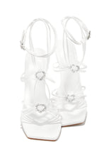 Load image into Gallery viewer, Lovestruck Embellished Strappy High Heels - White
