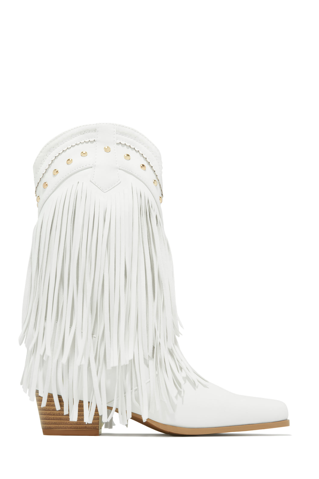 Bayley Fringe Cowgirl Boots - White