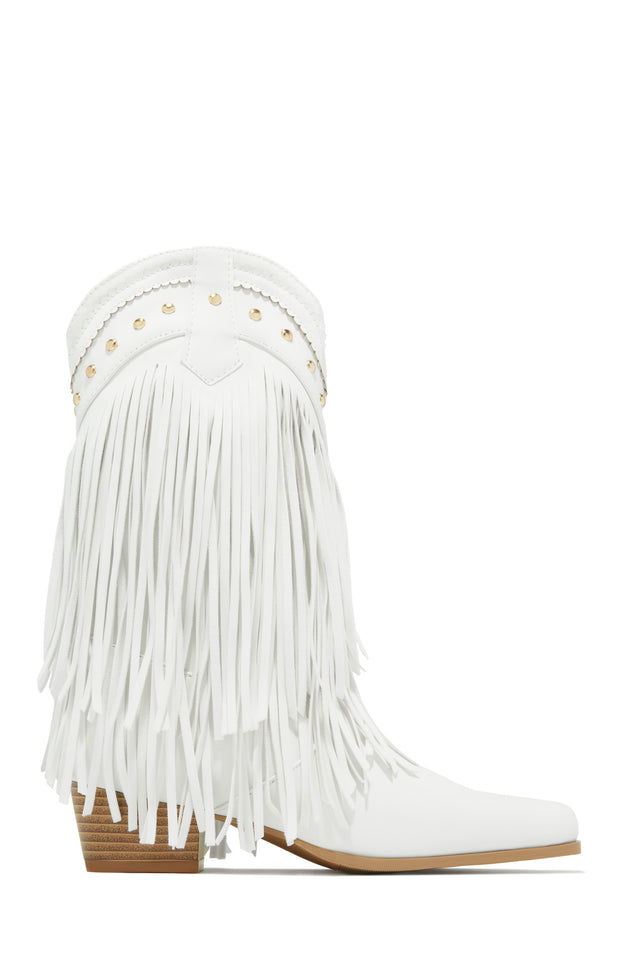 Load image into Gallery viewer, Bayley Fringe Cowgirl Boots - White
